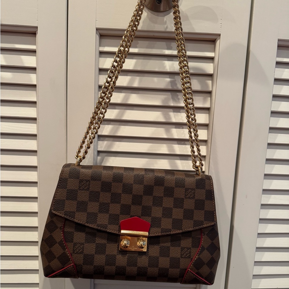 Louis Vuitton Checkered Brown and Red Shoulder Bag